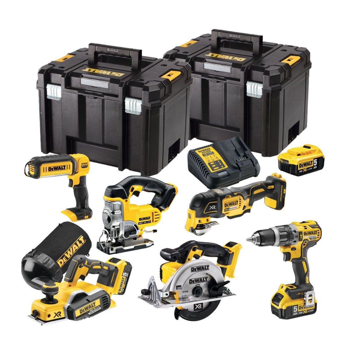 DeWalt DCK665P3T 6 Piece Power Tool Kit 3x 5Ah Batteries Charger and 2x Cases